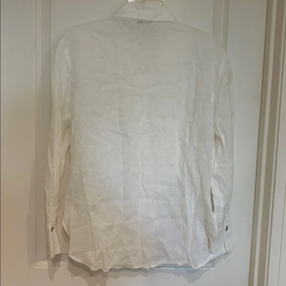 Vince White Linen-Blend Button Collar Shirt - Picture 6 of 7